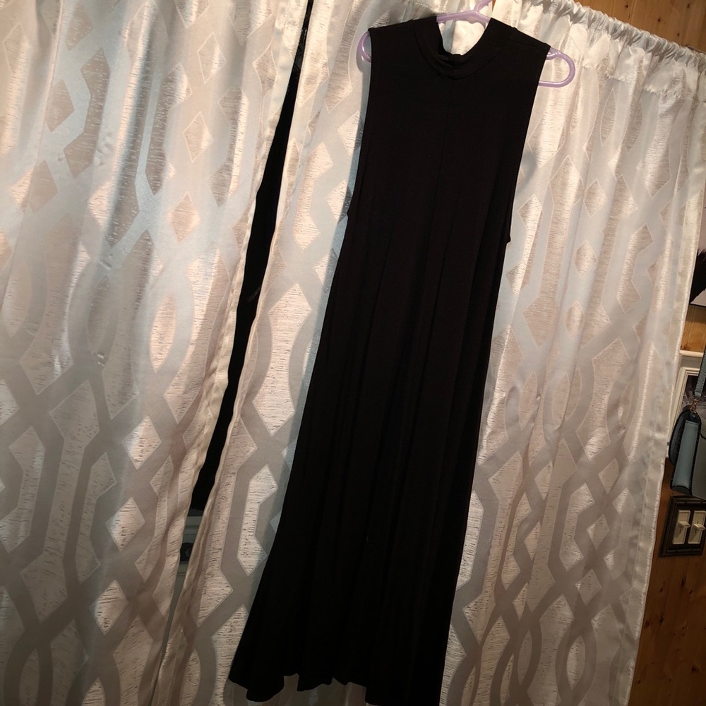 High neck black dress